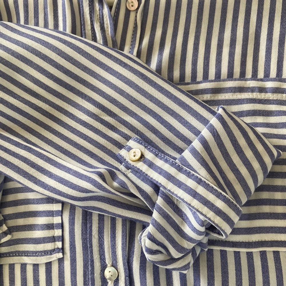 Love Tree Blue & White Stripe Button Down Blouse Size S NWOT - Picture 13 of 13
